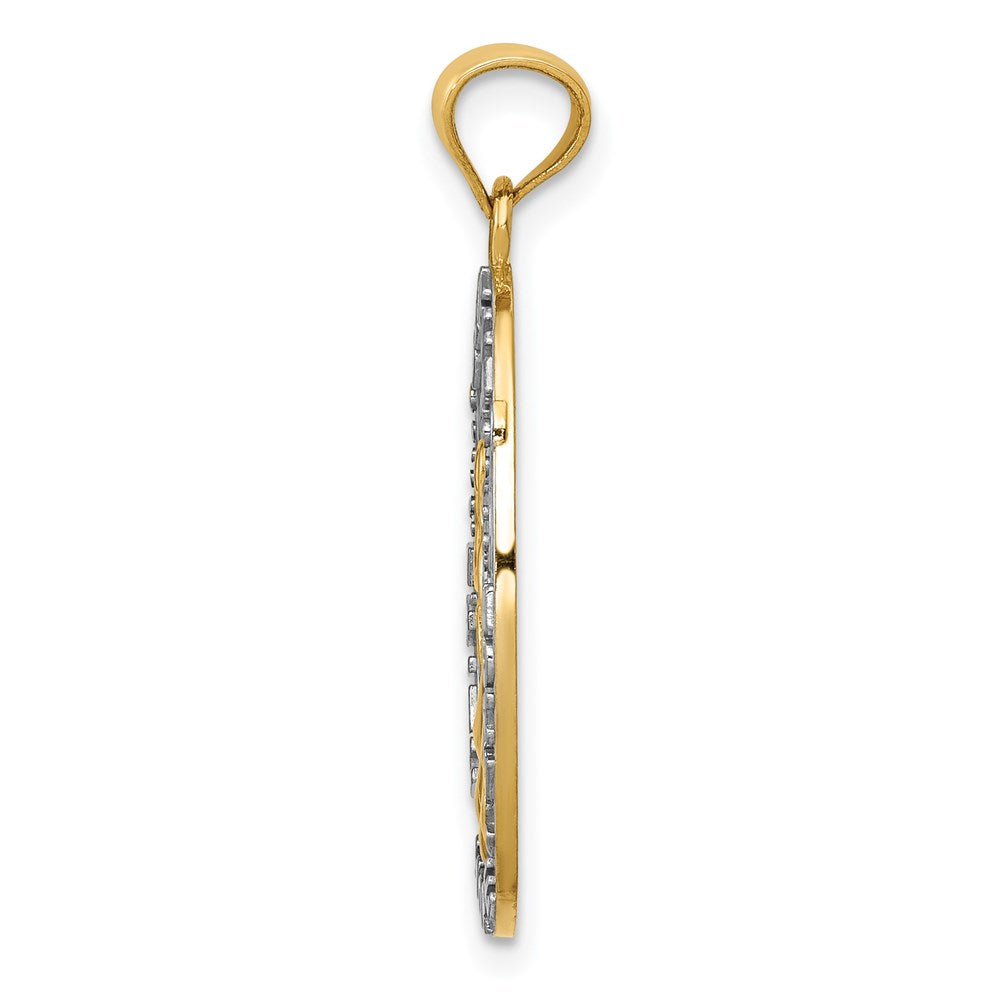 14K Gelbgold mit Rhodium BELIEVE PEACE FAITH HOPE Engel-Anhänger
