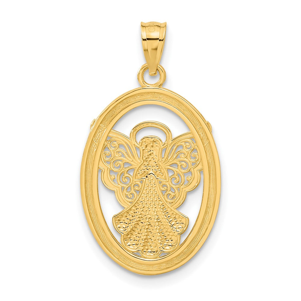 14K Gelbgold mit Rhodium BELIEVE PEACE FAITH HOPE Engel-Anhänger