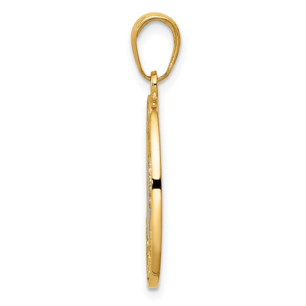 14K Gelb- und Rhodiumgold Wende-Anhänger mit Rhodium "Schutzengel-Gebet