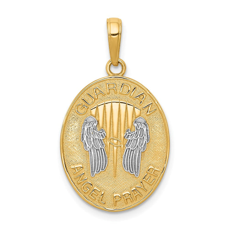 14K Gelb- und Rhodiumgold Wende-Anhänger mit Rhodium "Schutzengel-Gebet