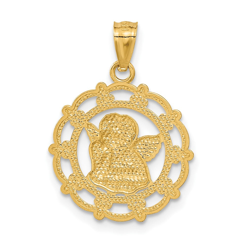 14K Gelb & Rhodium mit Rhodium Engel Anhänger