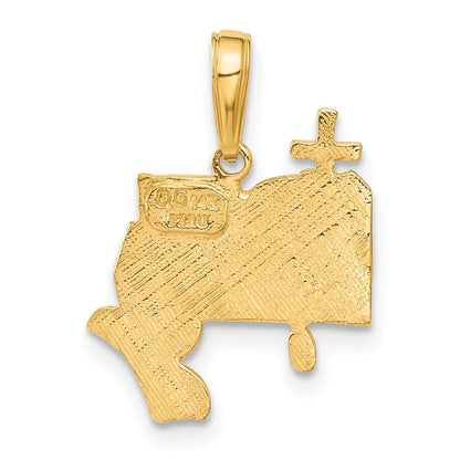 14K Gelbgold Bible, Betend Hands, und Kreuz Anhänger