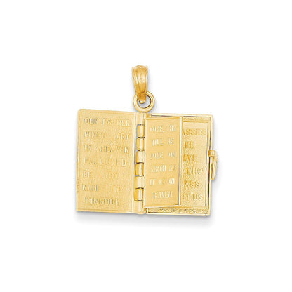 14K Gelbgold 3-D Beweglicher Santa-Biblia-Buch-Anhänger
