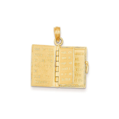 14K Gelbgold 3-D Beweglicher Santa-Biblia-Buch-Anhänger