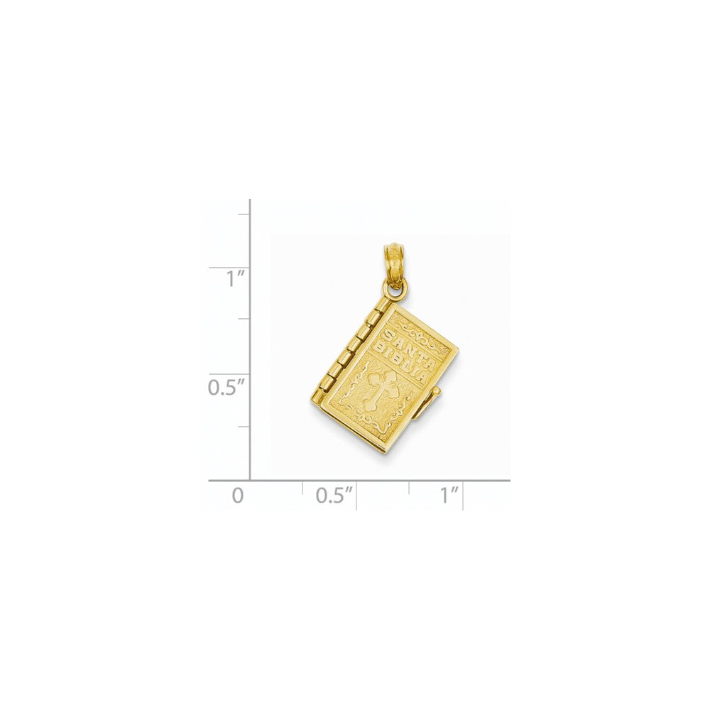 14K Gelbgold 3-D Beweglicher Santa-Biblia-Buch-Anhänger