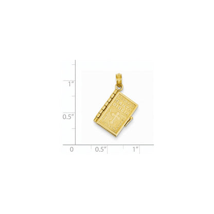 14K Gelbgold 3-D Beweglicher Santa-Biblia-Buch-Anhänger