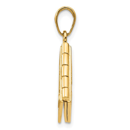 14K Gelbgold 3-D beweglicher Gebetsbuch-Anhänger „Serenity Prayer" mit aufklappbaren Seiten