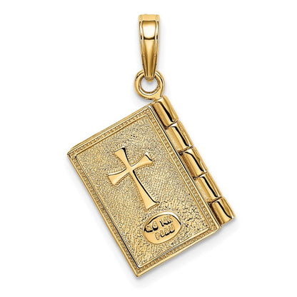 14K Gelbgold 3-D beweglicher Gebetsbuch-Anhänger „Serenity Prayer" mit aufklappbaren Seiten