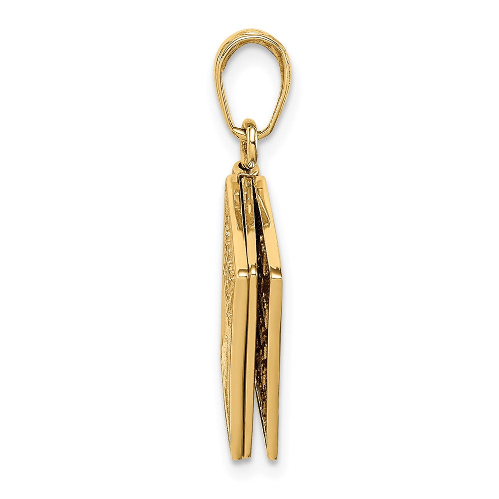 14K Gelbgold 3-D beweglicher Gebetsbuch-Anhänger „Serenity Prayer" mit aufklappbaren Seiten