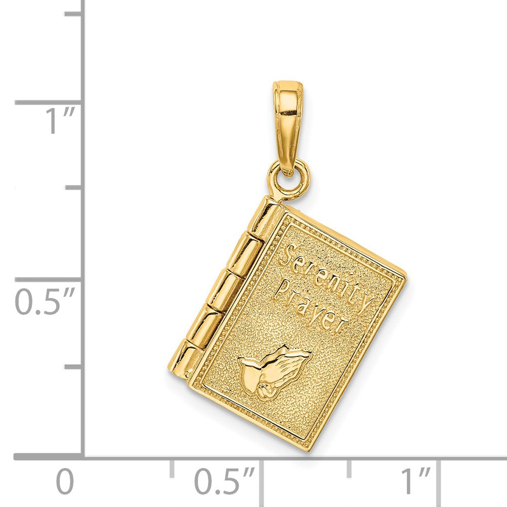 14K Gelbgold 3-D beweglicher Gebetsbuch-Anhänger „Serenity Prayer" mit aufklappbaren Seiten
