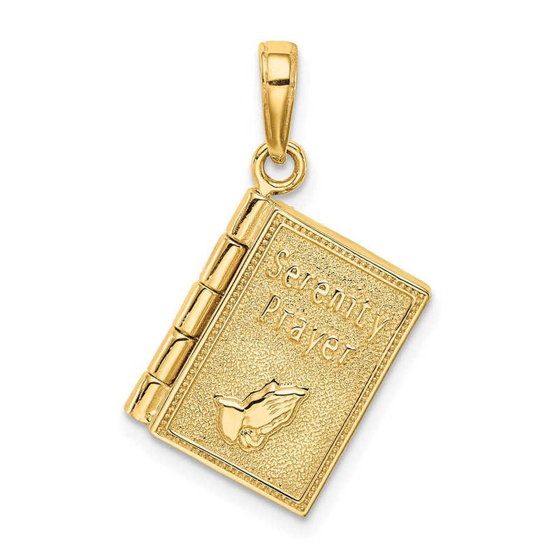 14K Gelbgold 3-D beweglicher Gebetsbuch-Anhänger „Serenity Prayer" mit aufklappbaren Seiten