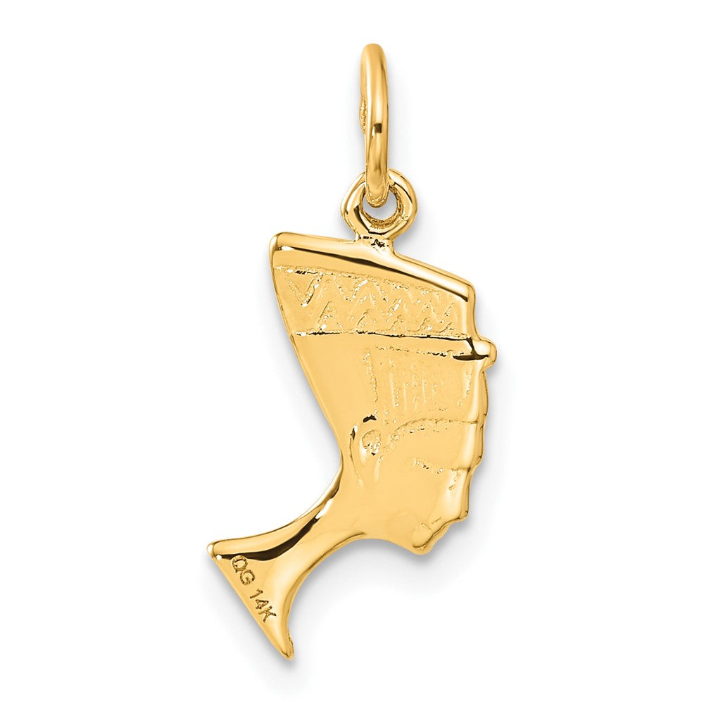 14K Gelbgold Satiniert Vorderseite / Poliert Rückseite Nefertiti Charm