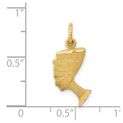 14K Gelbgold Satiniert Vorderseite / Poliert Rückseite Nefertiti Charm