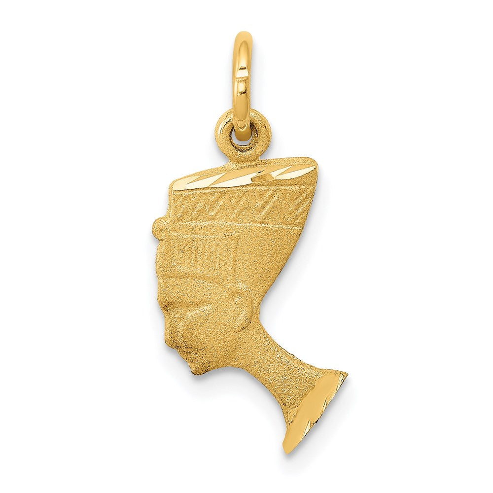 14K Gelbgold Satiniert Vorderseite / Poliert Rückseite Nefertiti Charm