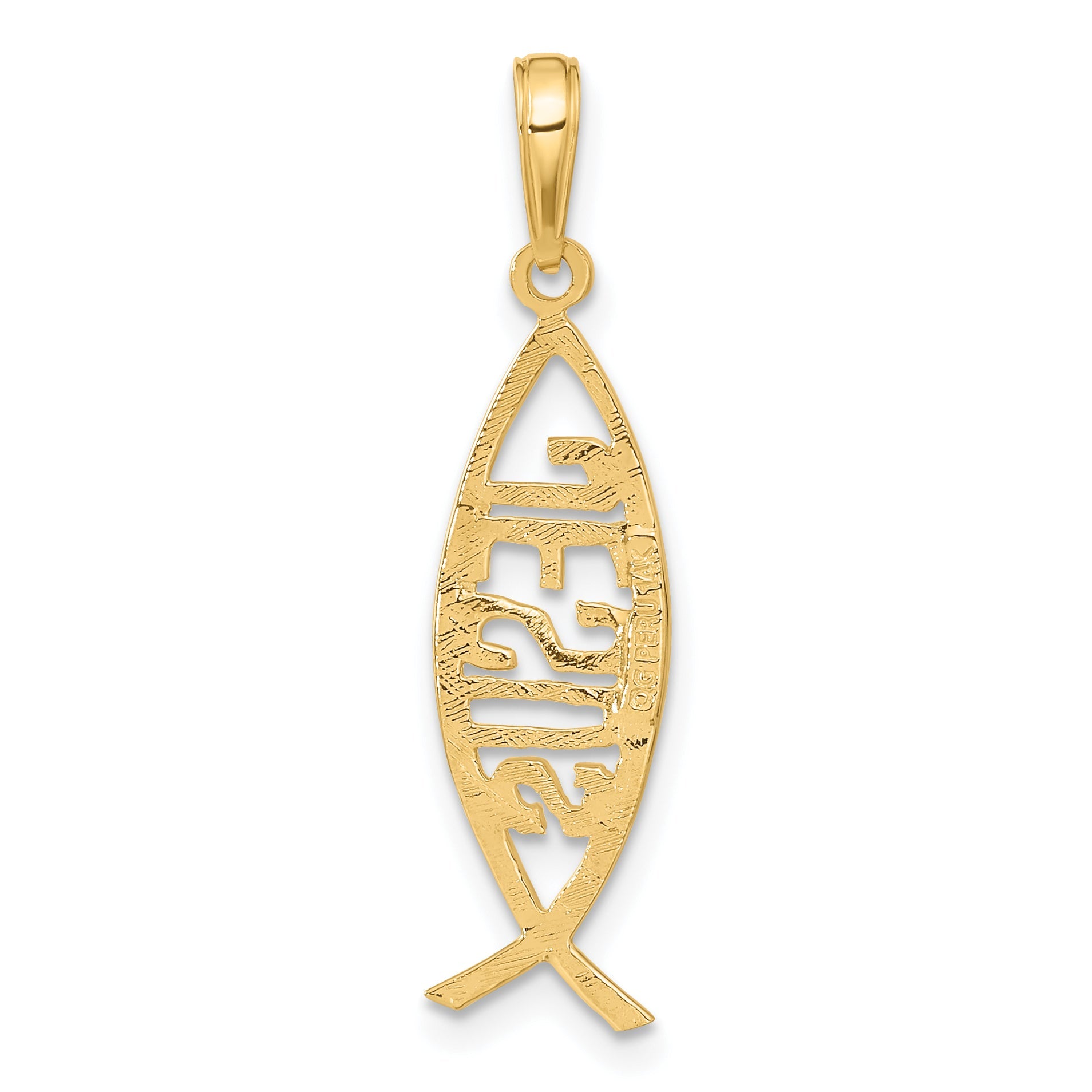 14K Gelbgold Ichthus Fisch mit Jesus Anhänger