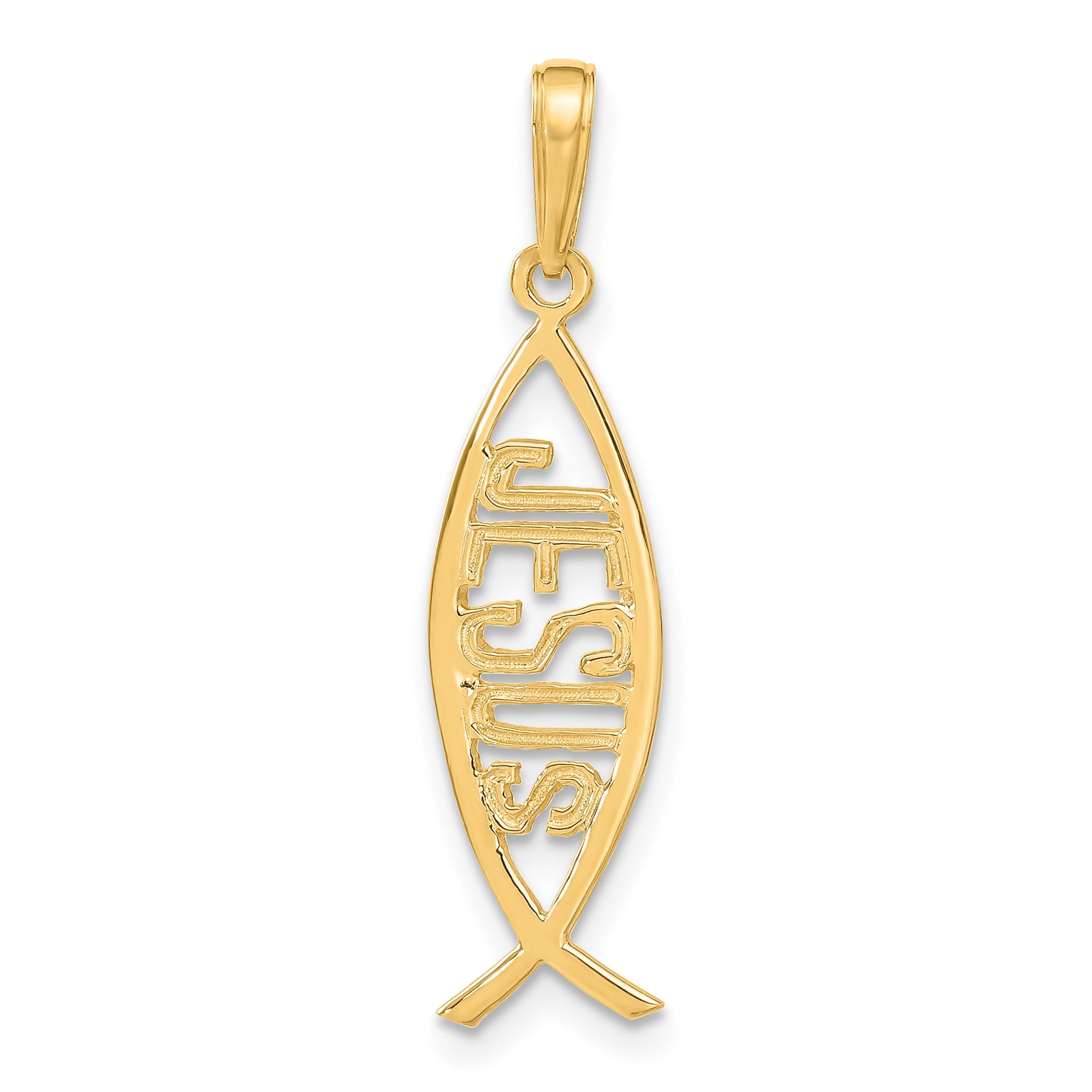 14K Gelbgold Ichthus Fisch mit Jesus Anhänger
