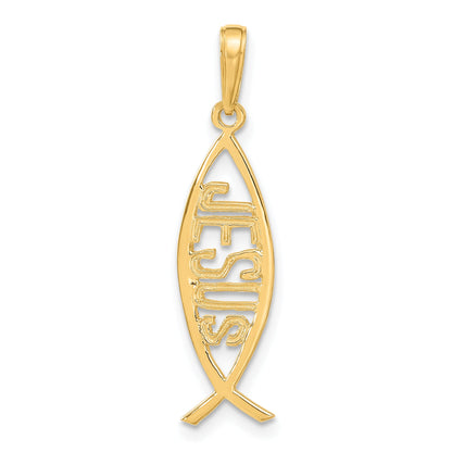 14K Gelbgold Ichthus Fisch mit Jesus Anhänger