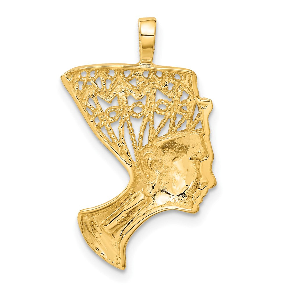 Nefertiti-Charm aus 14K Gelbgold, satiniert & diamantiert