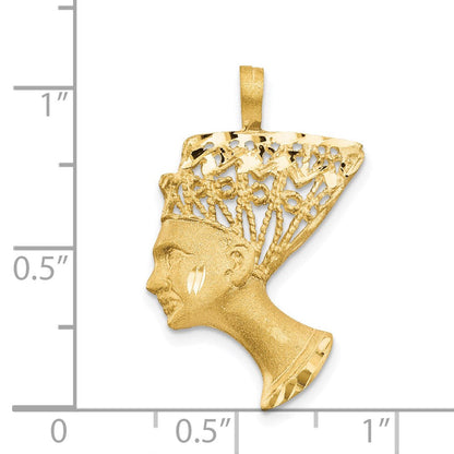 Nefertiti-Charm aus 14K Gelbgold, satiniert & diamantiert