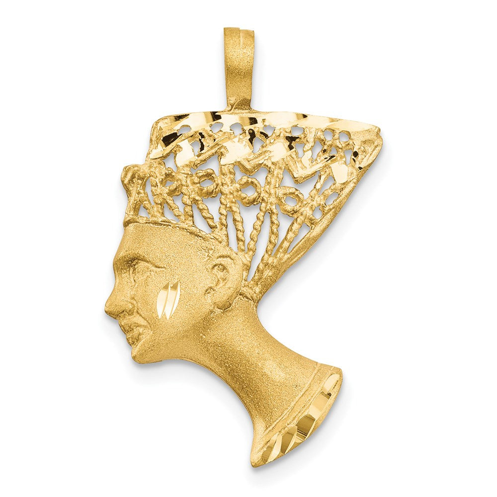 Nefertiti-Charm aus 14K Gelbgold, satiniert & diamantiert