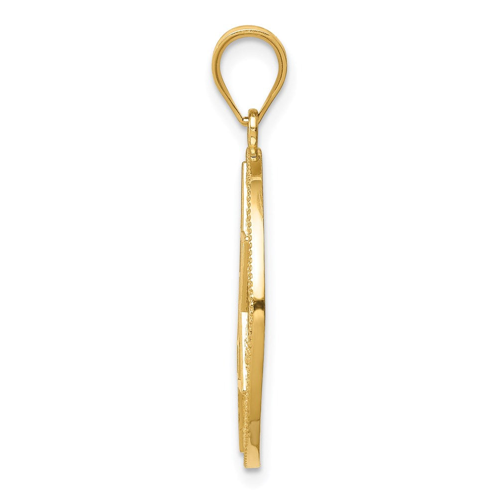 14K Gelbgold Davidstern-Kreis-Anhänger