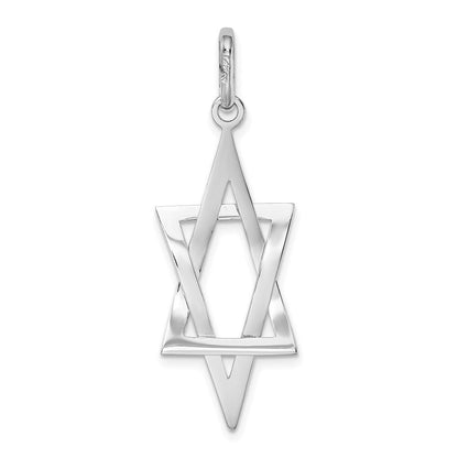 14K Weißgold Länglicher Davidstern-Charm