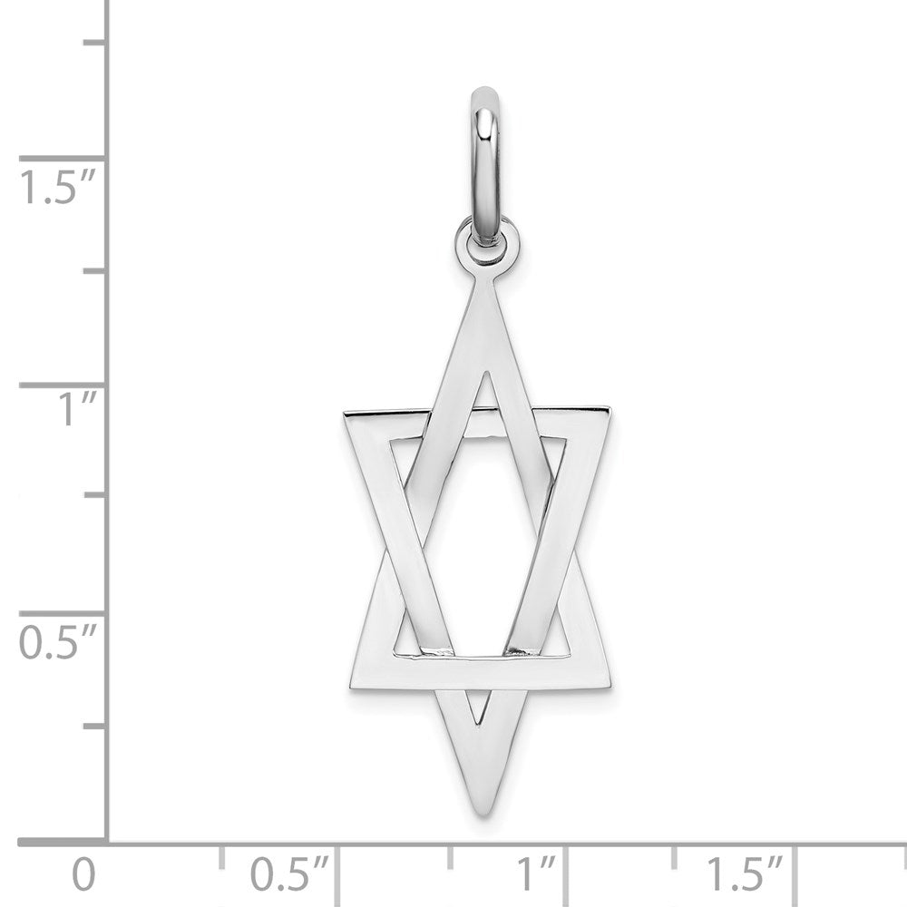 14K Weißgold Länglicher Davidstern-Charm
