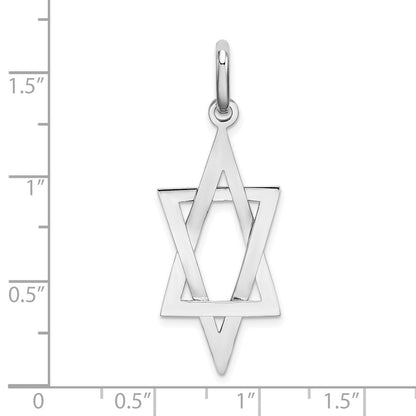 14K Weißgold Länglicher Davidstern-Charm