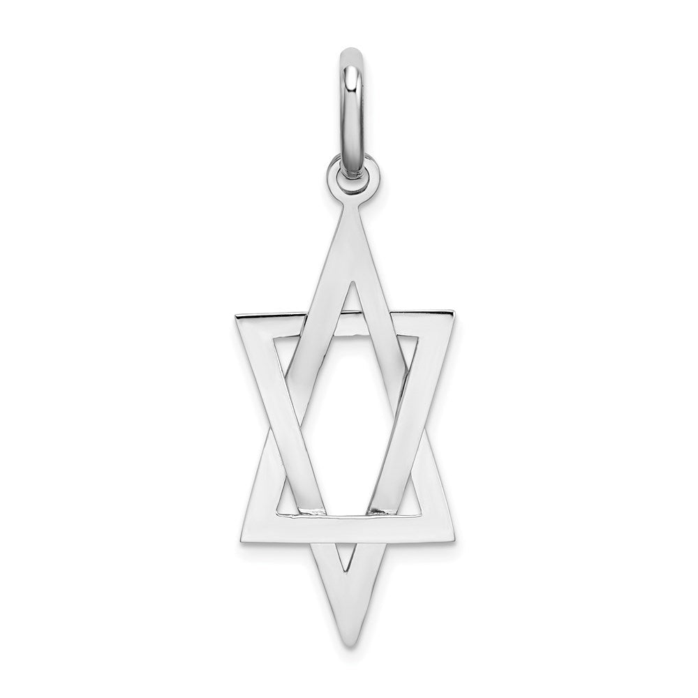 14K Weißgold Länglicher Davidstern-Charm