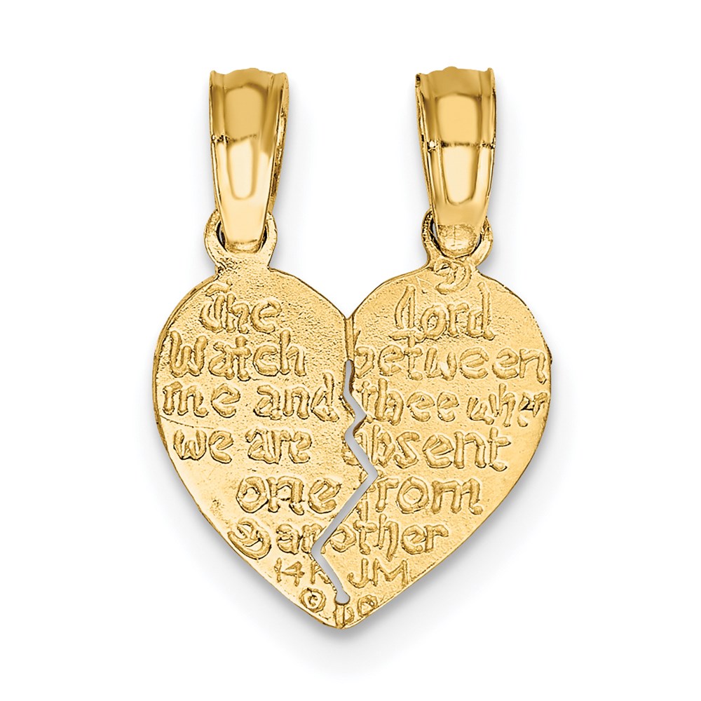 14K Gelbgold Wendbar Break Apart Mizpah Herz Charm