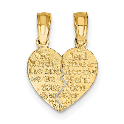 14K Gelbgold Wendbar Break Apart Mizpah Herz Charm