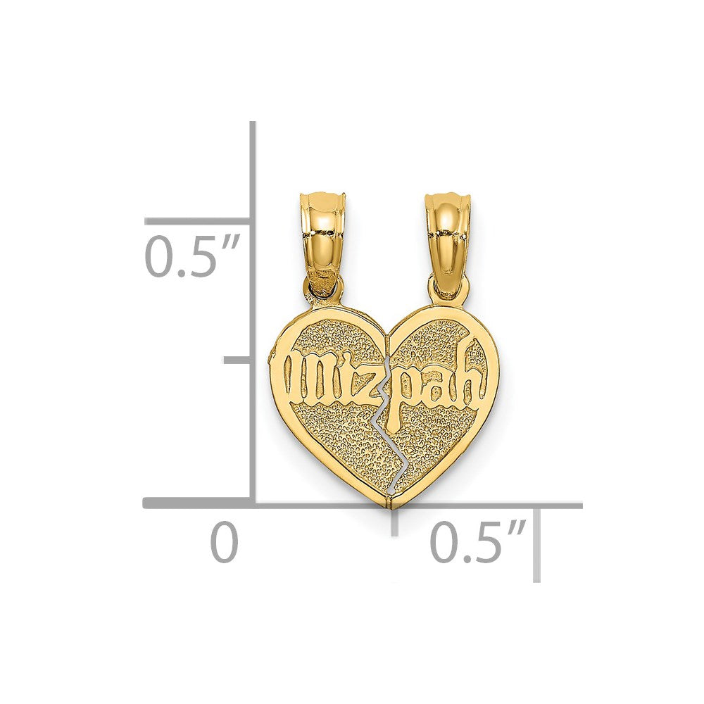 14K Gelbgold Wendbar Break Apart Mizpah Herz Charm