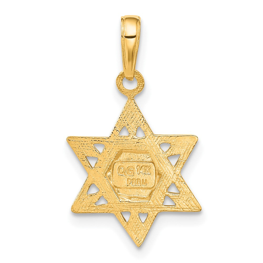 14K Gelbgold Stern Of David mit Tablets in Mittig Anhänger
