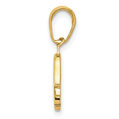 14K Gelbgold Klein Massiv Hamsa Anhänger