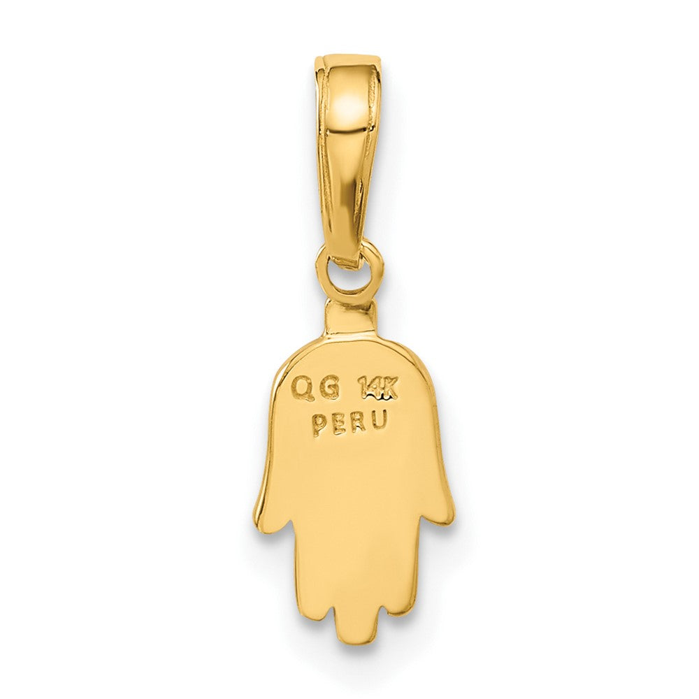 14K Gelbgold Klein Massiv Hamsa Anhänger