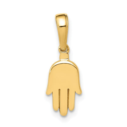 14K Gelbgold Klein Massiv Hamsa Anhänger