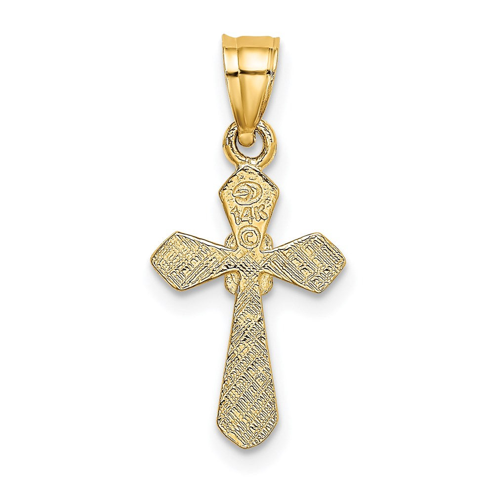 14K Gelbgold Klein Kreuz mit Blume Charm