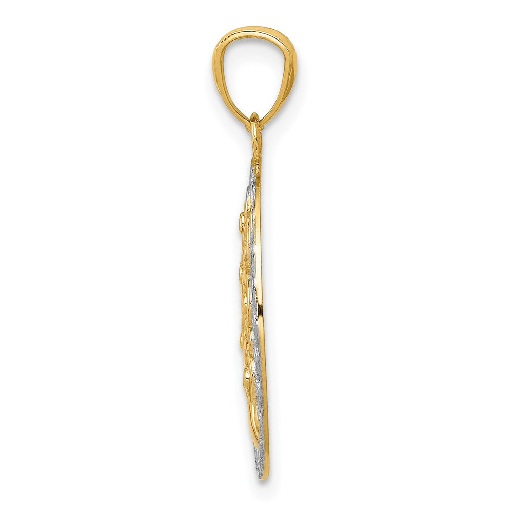14K Gelb & Rhodium mit Baum Of Leben Anhänger