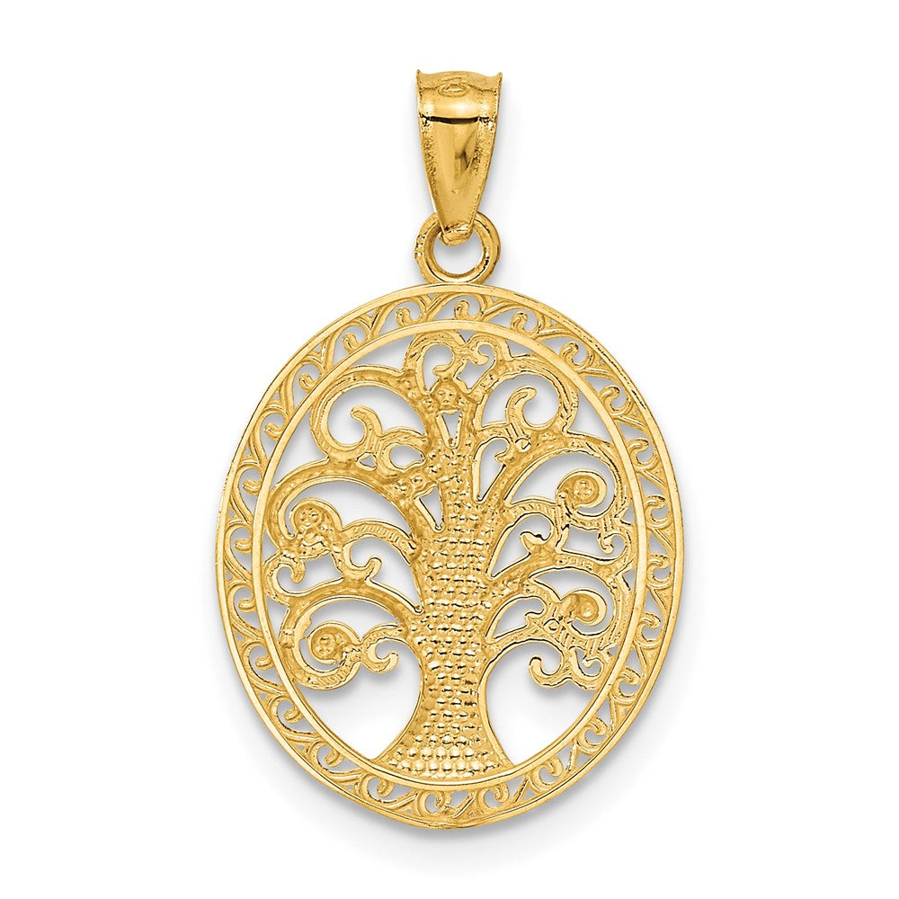 14K Gelb & Rhodium mit Baum Of Leben Anhänger