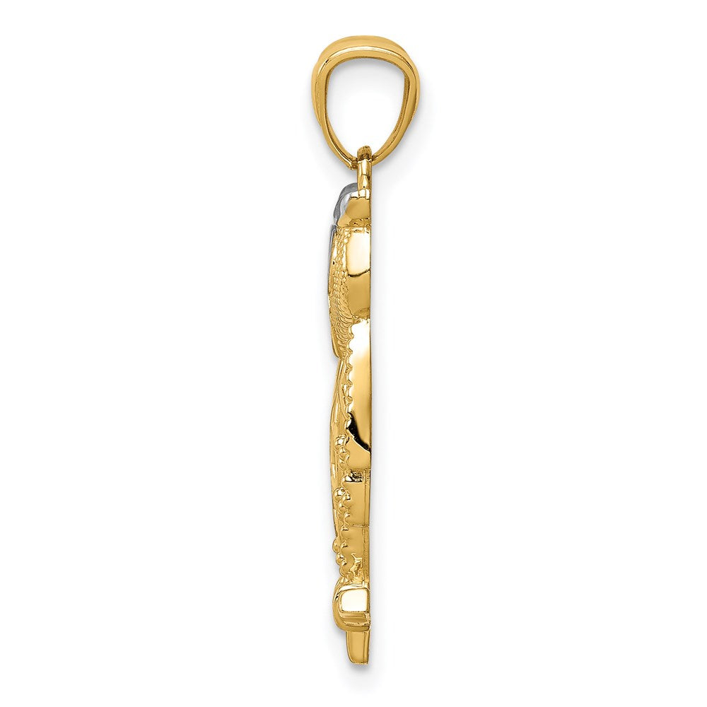 14K Gelb & Rhodium Gold Diamantiert Eule Anhänger