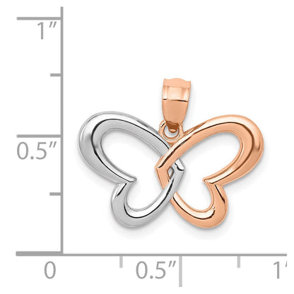 14K Roségold mit Rhodium Schmetterling Anhänger