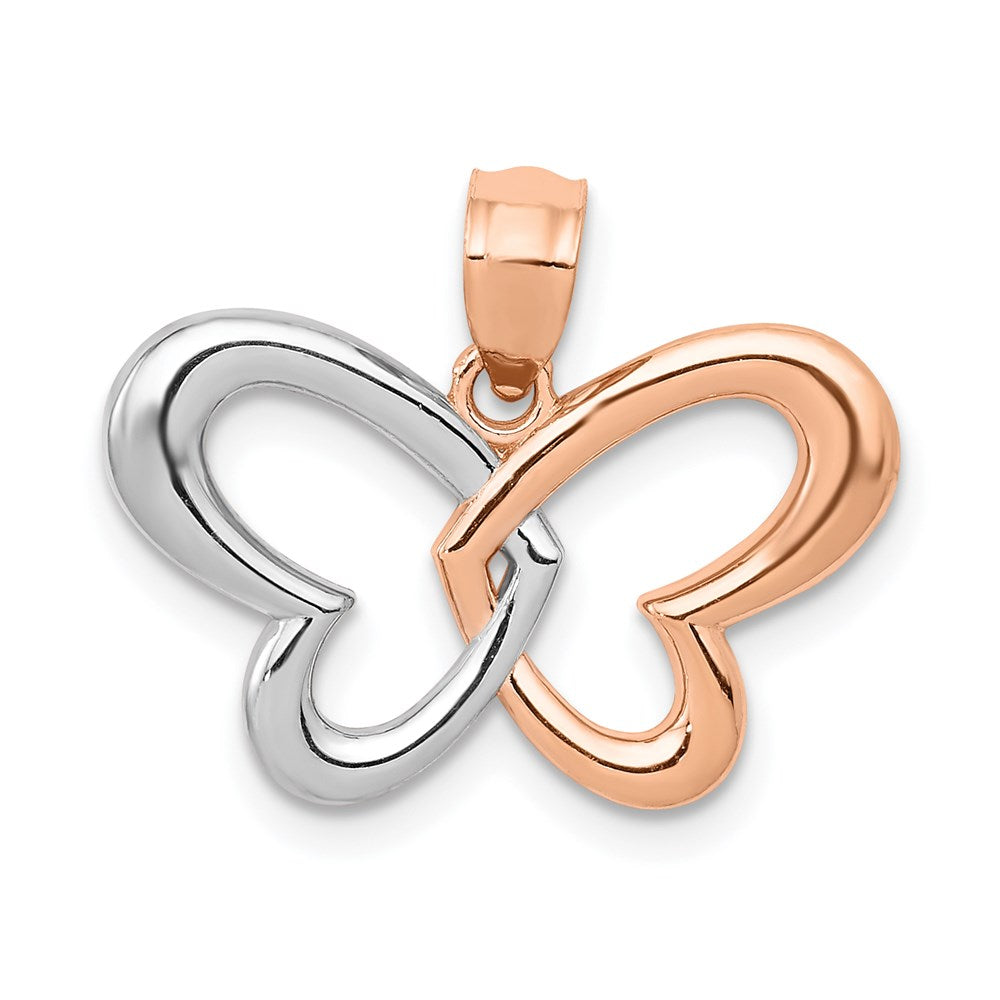14K Roségold mit Rhodium Schmetterling Anhänger
