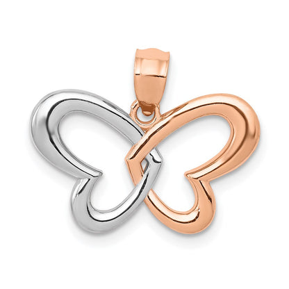 14K Roségold mit Rhodium Schmetterling Anhänger