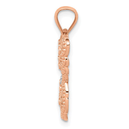14K Roségold mit Rhodium diamantgeschliffener Schmetterlings-Anhänger