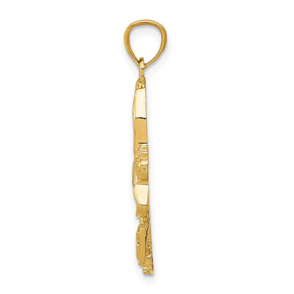 14K Gelb & Rhodium mit Eis Skater Anhänger
