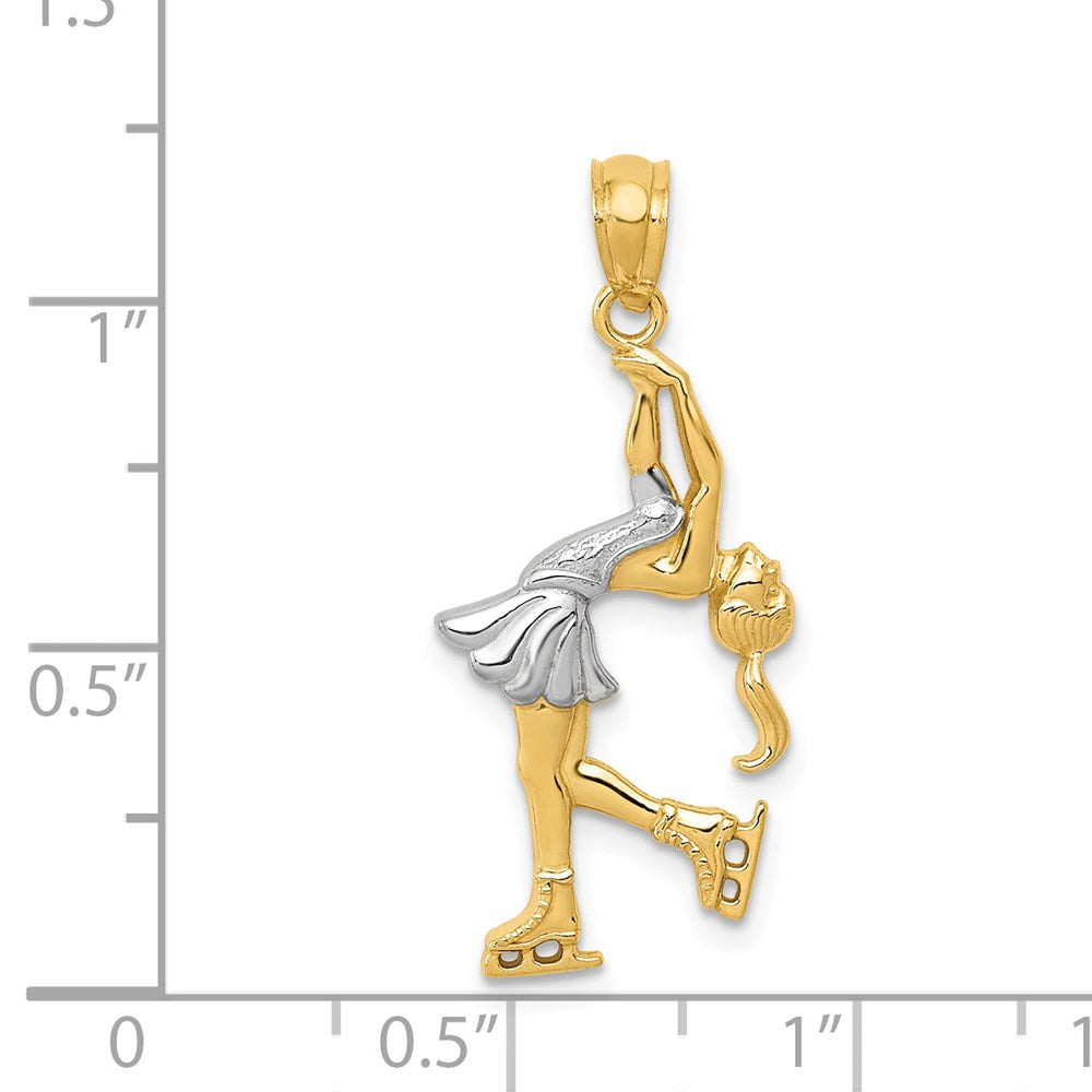 14K Gelb & Rhodium mit Eis Skater Anhänger