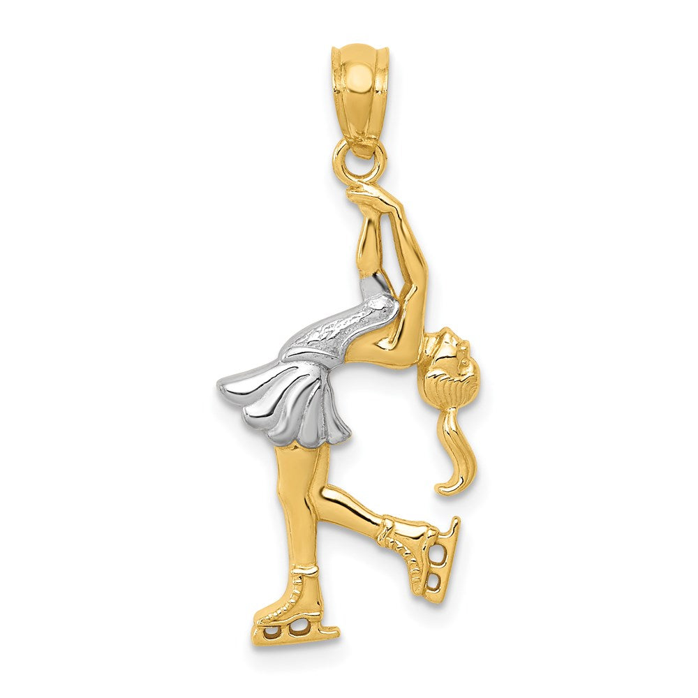 14K Gelb & Rhodium mit Eis Skater Anhänger