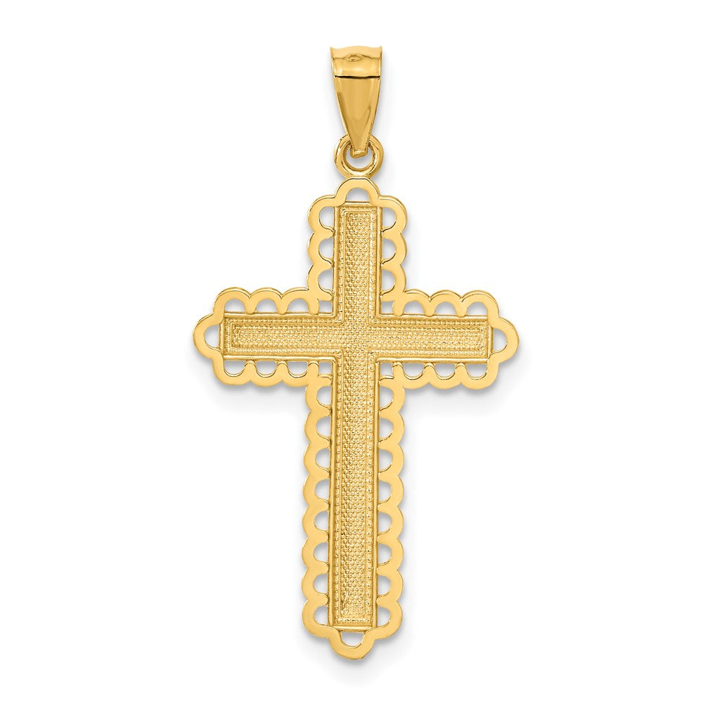 14K Gelb & Rhodium Gold mit Rhodium Diamantiert Kreuz Anhänger