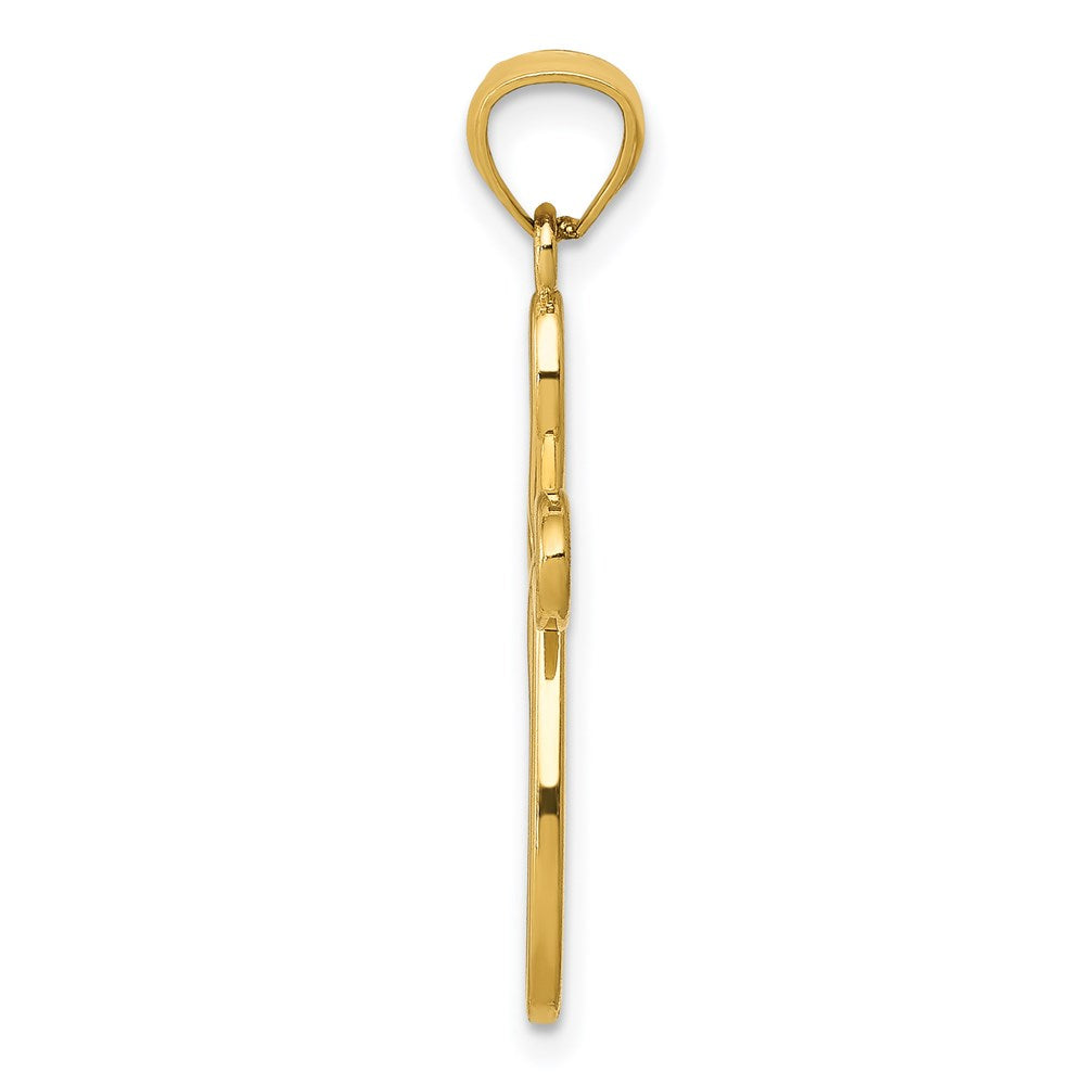 14K Gelbgold Schleife Kreuz Anhänger