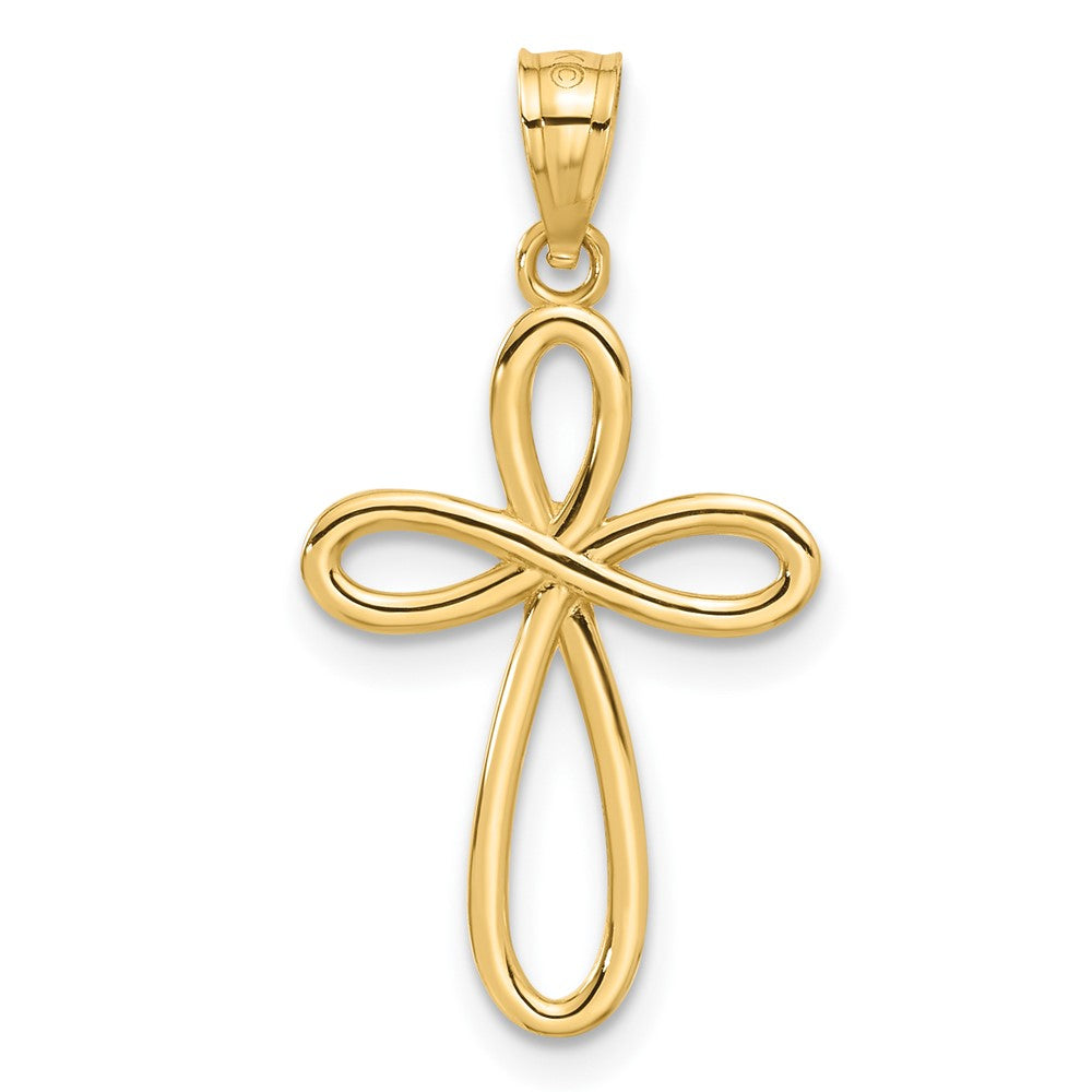 14K Gelbgold Schleife Kreuz Anhänger